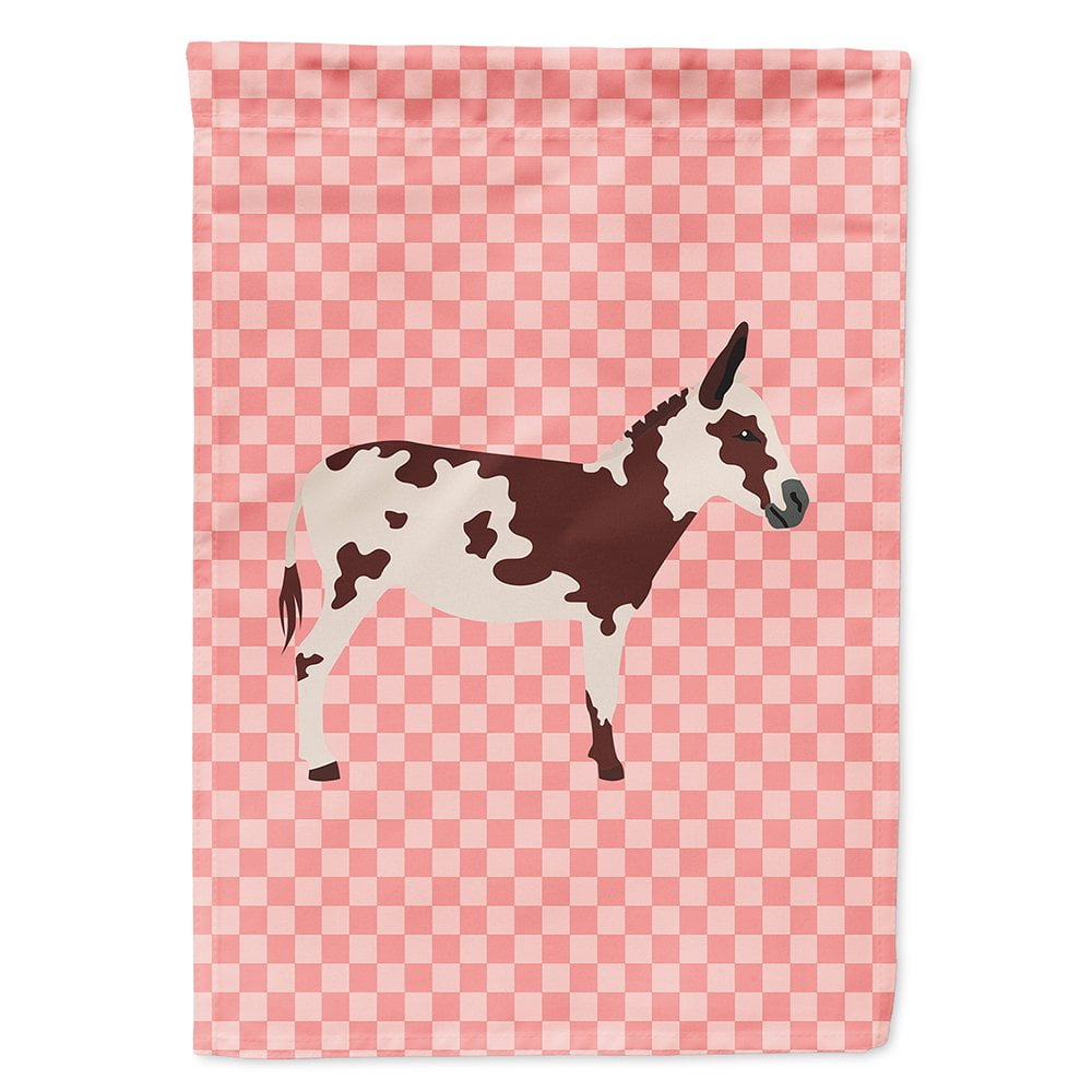 BB7851CHF American Spotted Donkey Pink Check Canvas House Flag