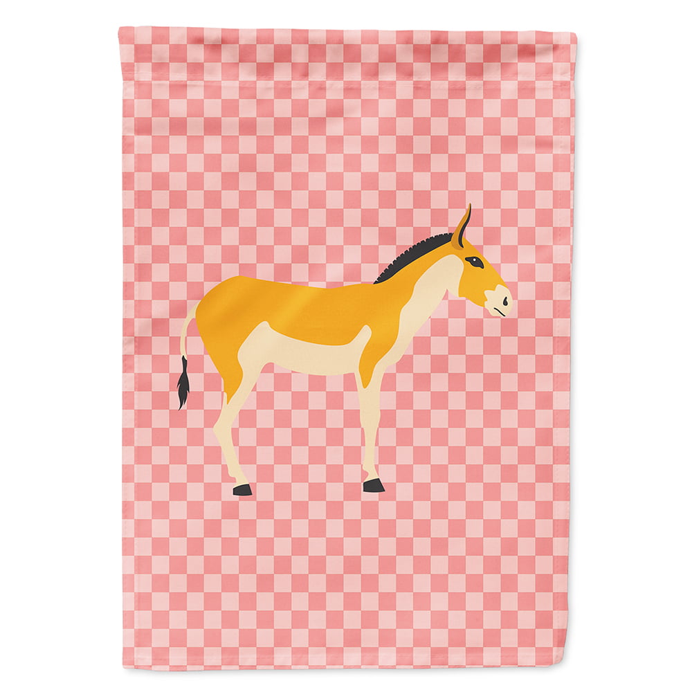 BB7854CHF Turkmenian Kulan Donkey Pink Check Canvas House Flag