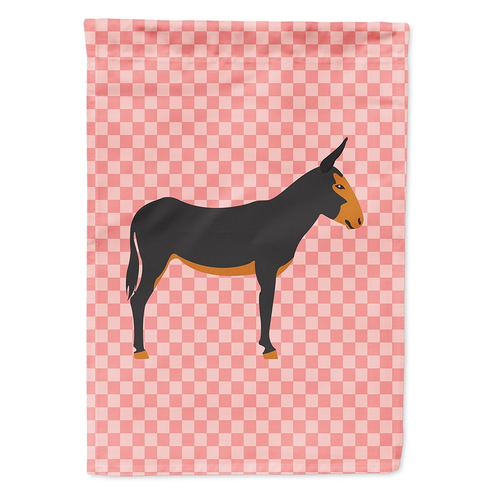 BB7855CHF Catalan Donkey Pink Check Canvas House Flag