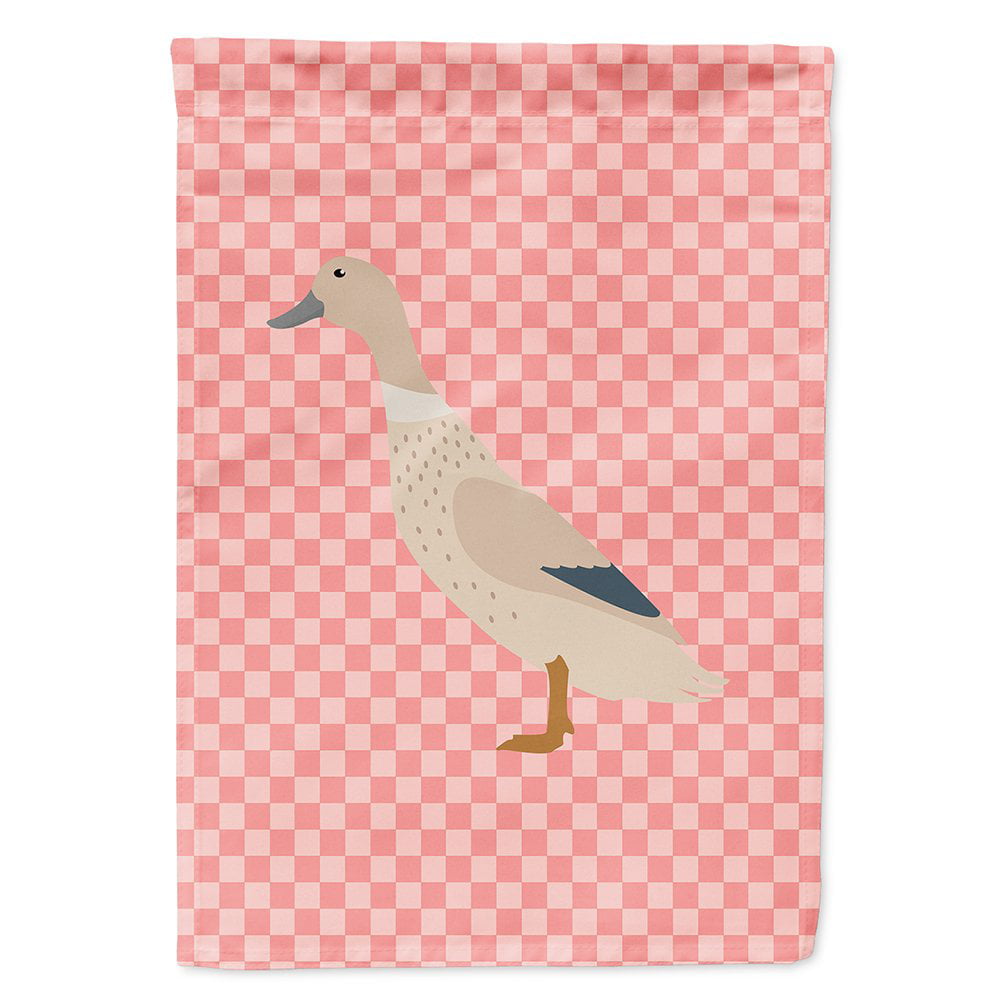 West Harlequin Duck Pink Check Canvas House Flag - Pink