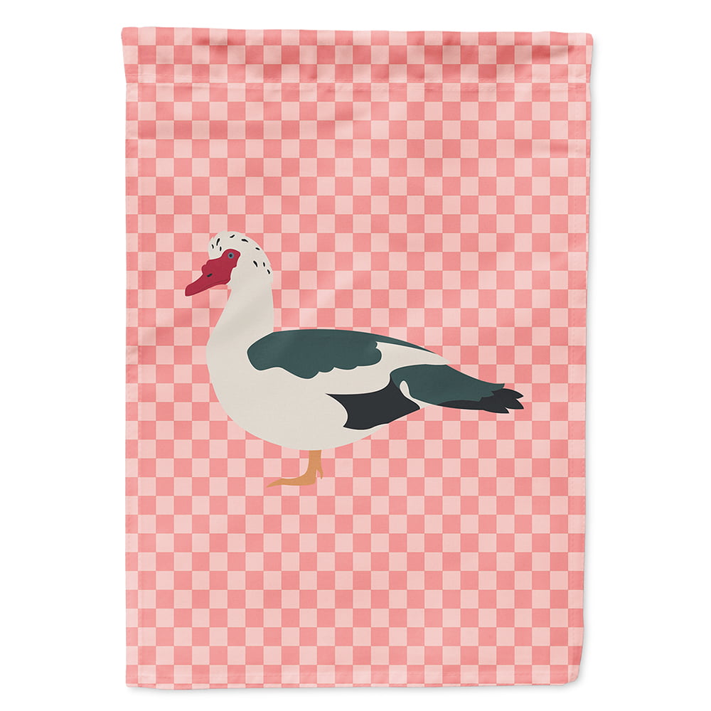 Muscovy Duck Pink Check Canvas House Flag