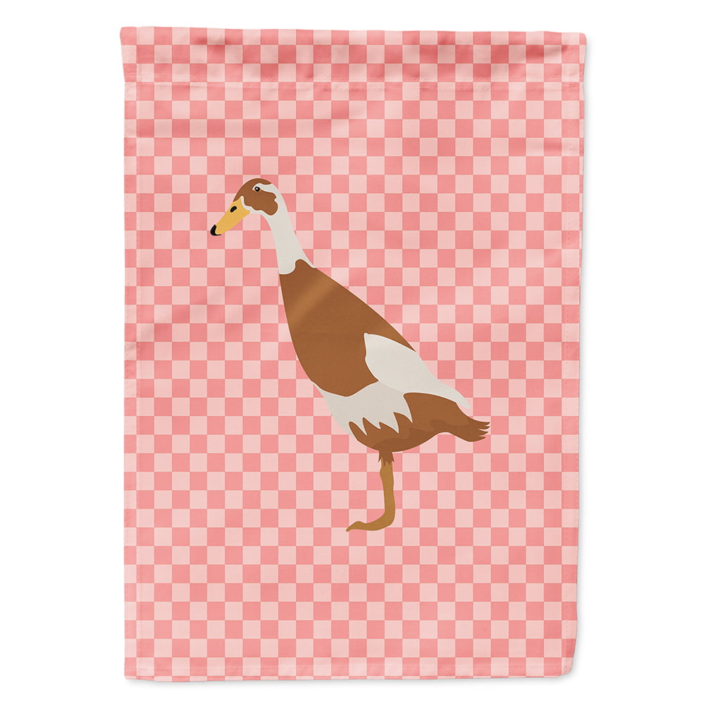 BB7865CHF Indian Runner Duck Pink Check Canvas House Flag
