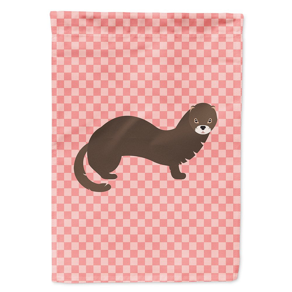 BB7868CHF Russian or European Mink Pink Check Canvas House Flag