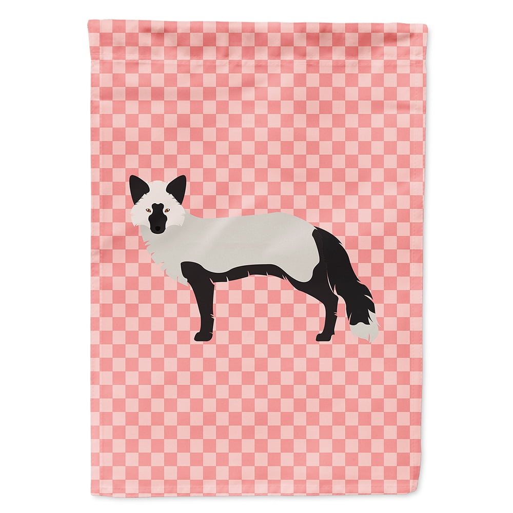 Silver Fox Pink Check Canvas House Flag - Pink