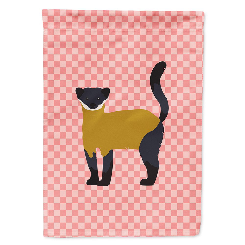 BB7874CHF Yellow-Throated Marten Pink Check Canvas House Flag