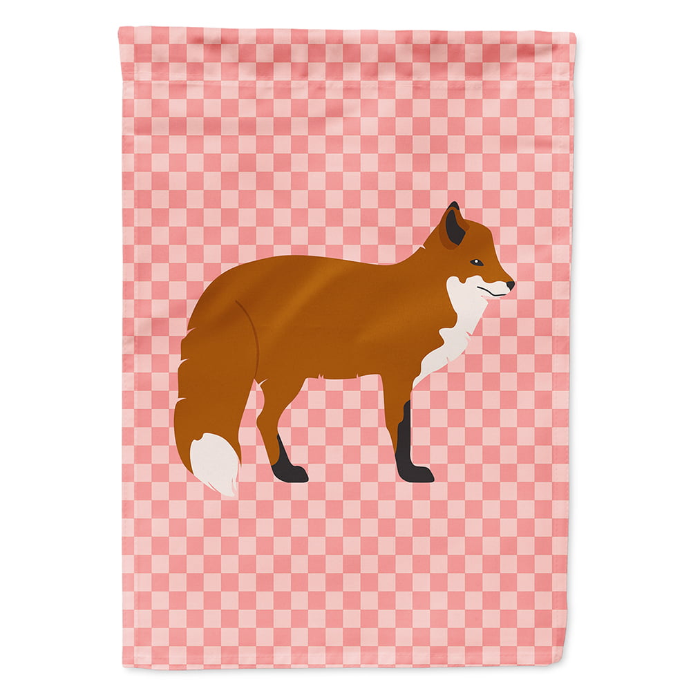 BB7876CHF Red Fox Pink Check Canvas House Flag