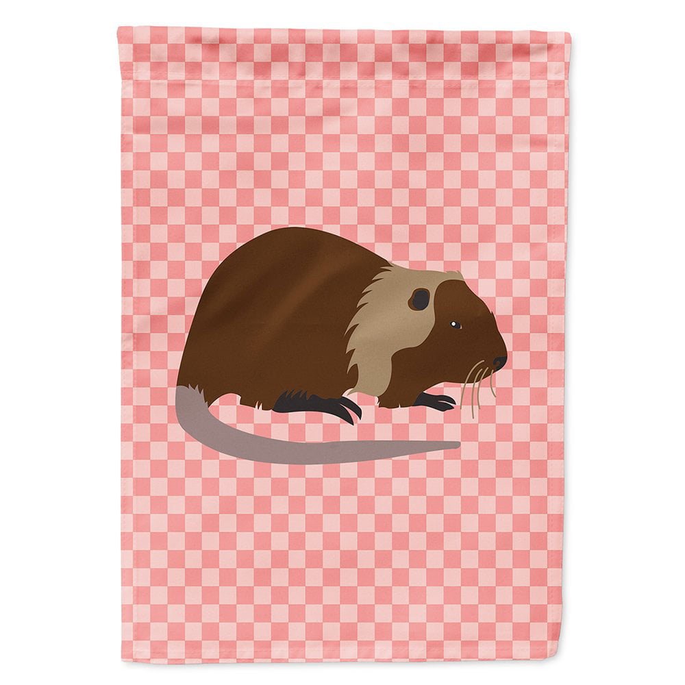 Coypu Nutria River Rat Pink Check Canvas House Flag