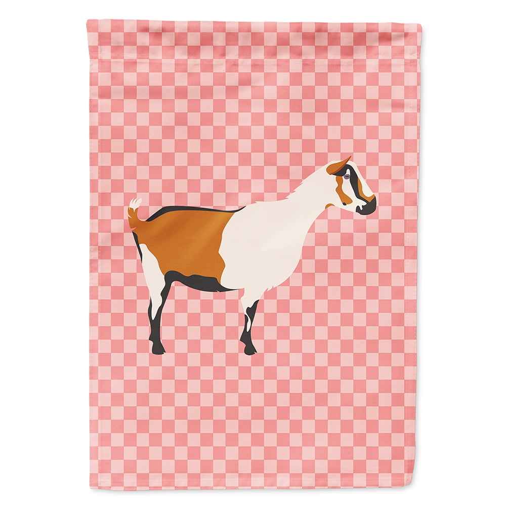 Alpine Goat Pink Check Canvas House Flag