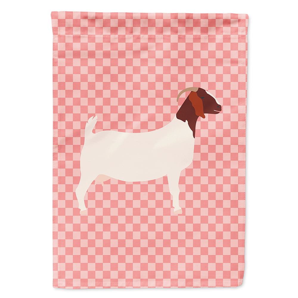 BB7886CHF Boer Goat Pink Check Canvas House Flag