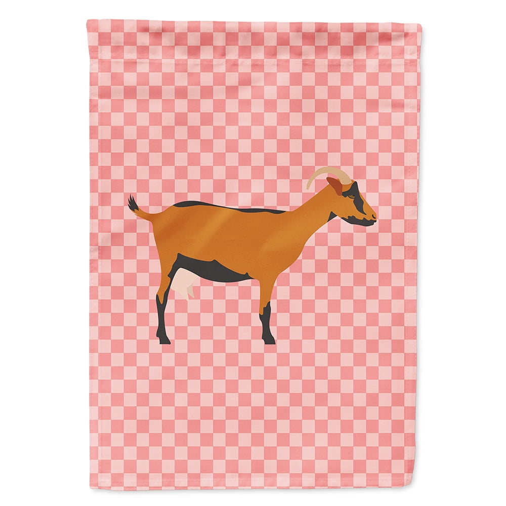 Oberhasli Goat Pink Check Canvas House Flag