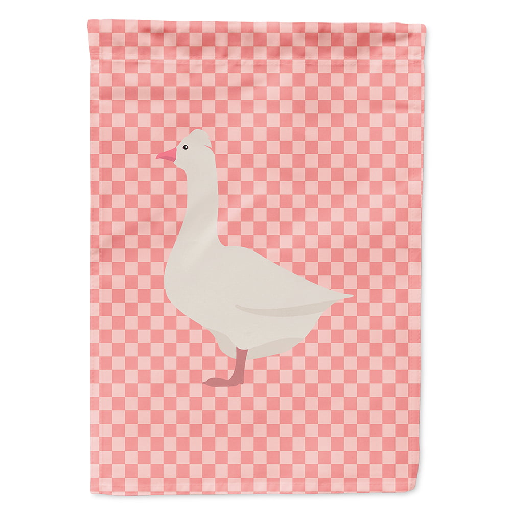 BB7898CHF Roman Goose Pink Check Canvas House Flag