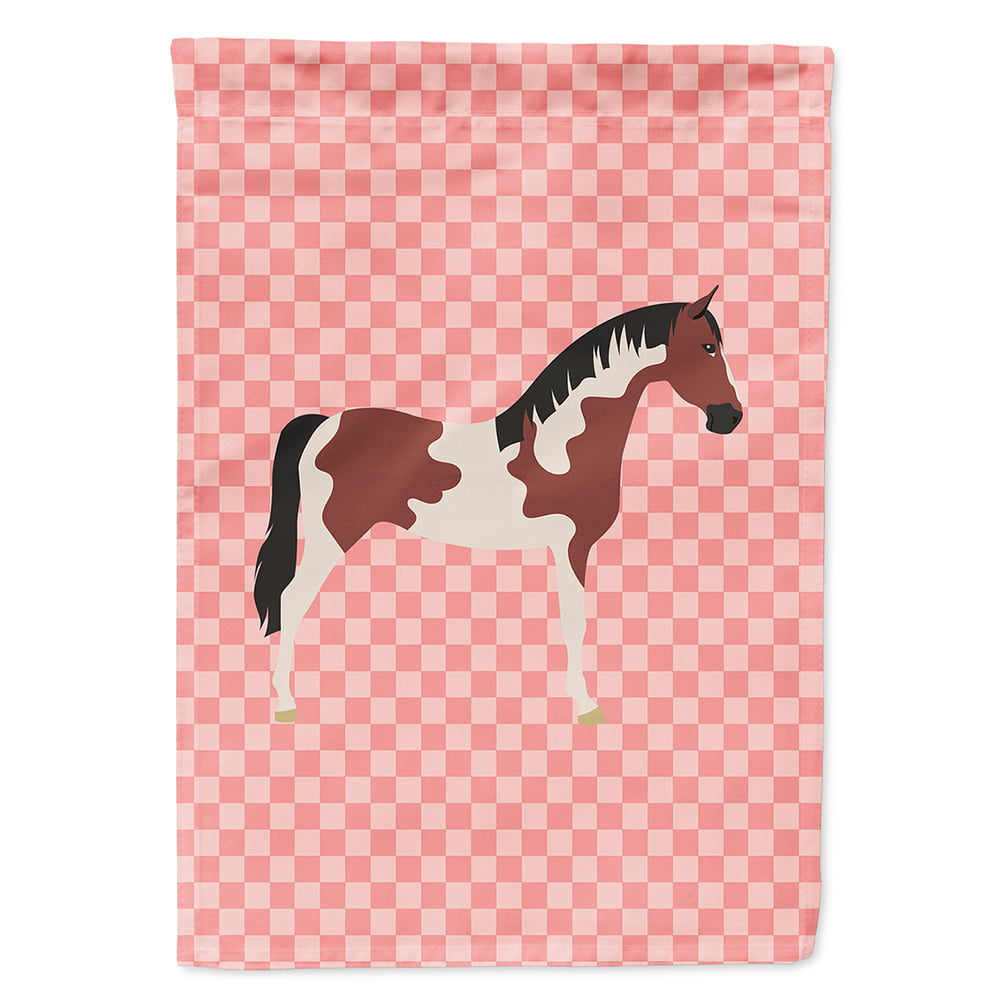 BB7907CHF Pinto Horse Pink Check Canvas House Flag