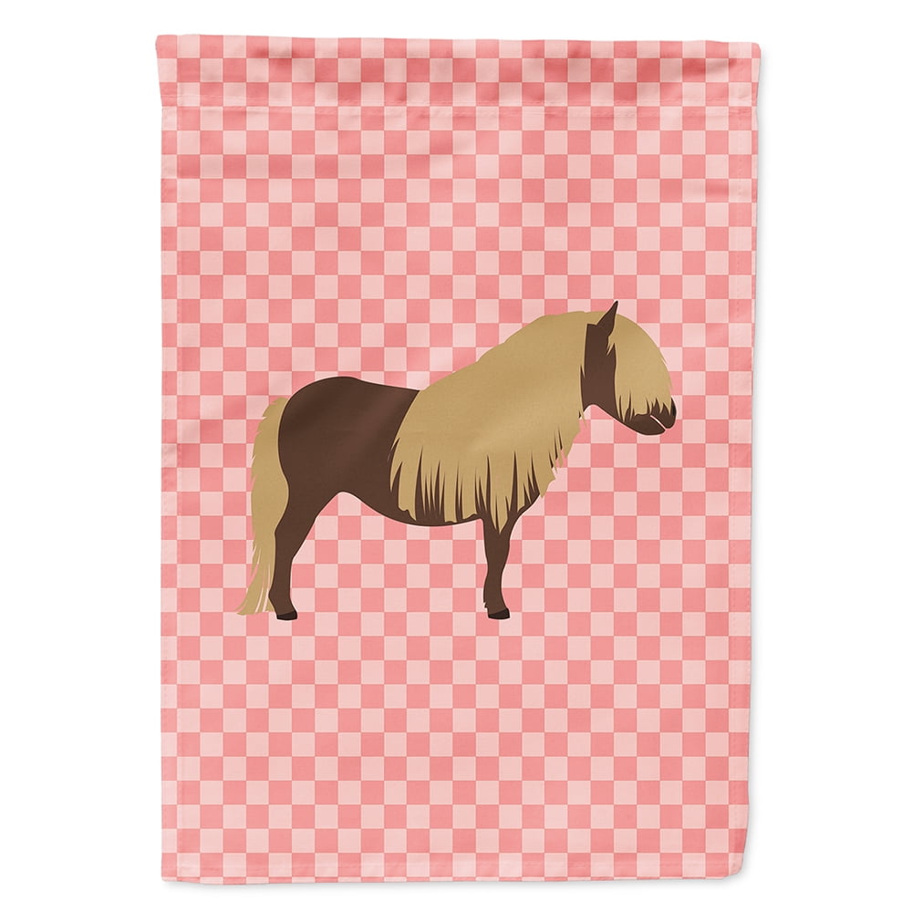 BB7914CHF Shetland Pony Horse Pink Check Canvas House Flag