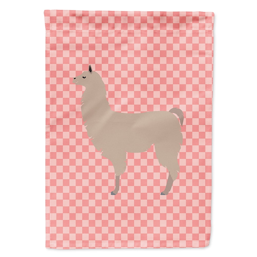 BB7916CHF Llama Pink Check Canvas House Flag