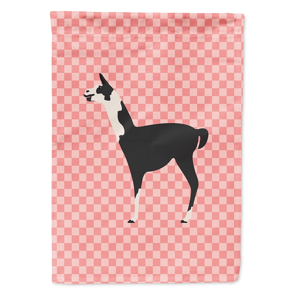 BB7918CHF Llama Q Ara Pink Check Canvas House Flag