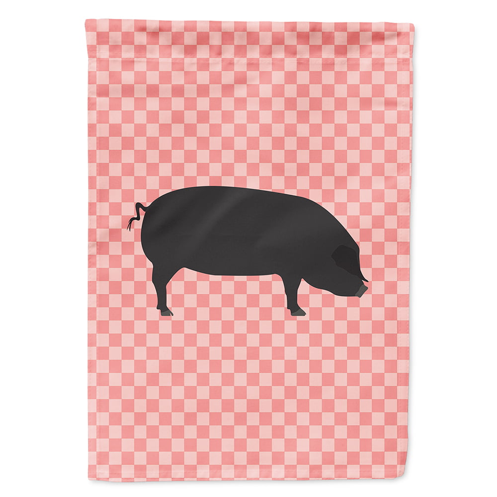 Devon Large Black Pig Pink Check Canvas House Flag