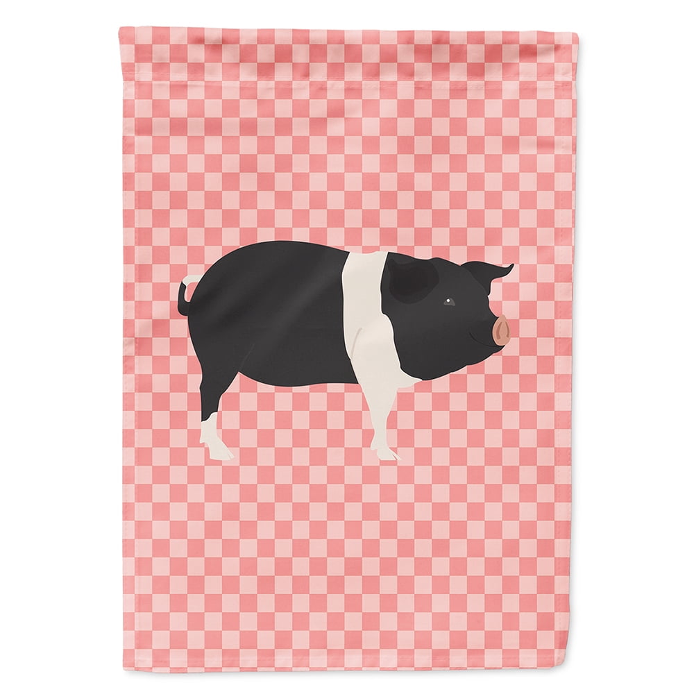 BB7939CHF Hampshire Pig Pink Check Canvas House Flag
