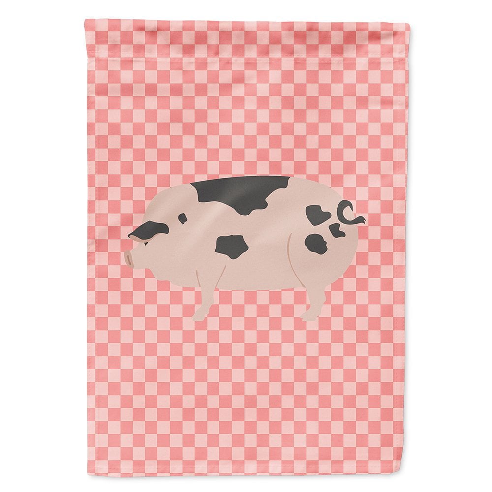 Gloucester Old Spot Pig Pink Check Canvas House Flag