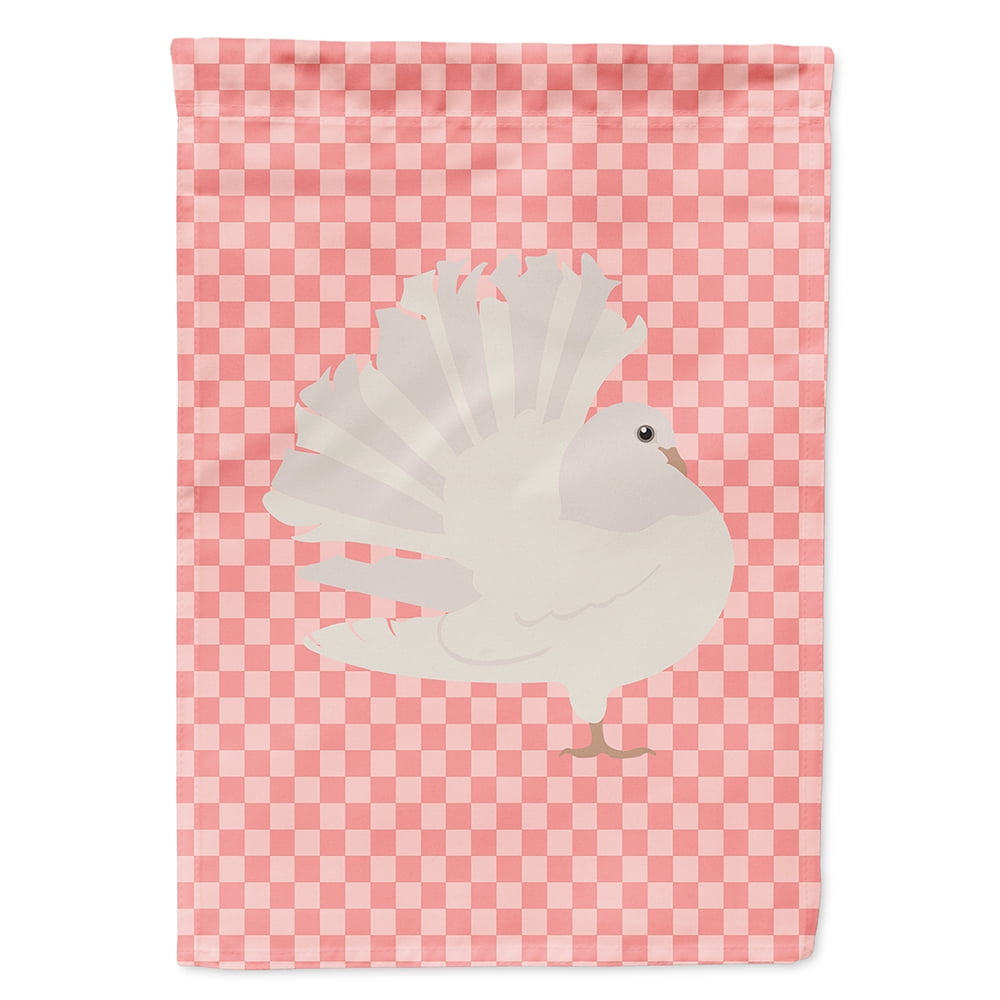 BB7950CHF Silver Fantail Pigeon Pink Check Canvas House Flag