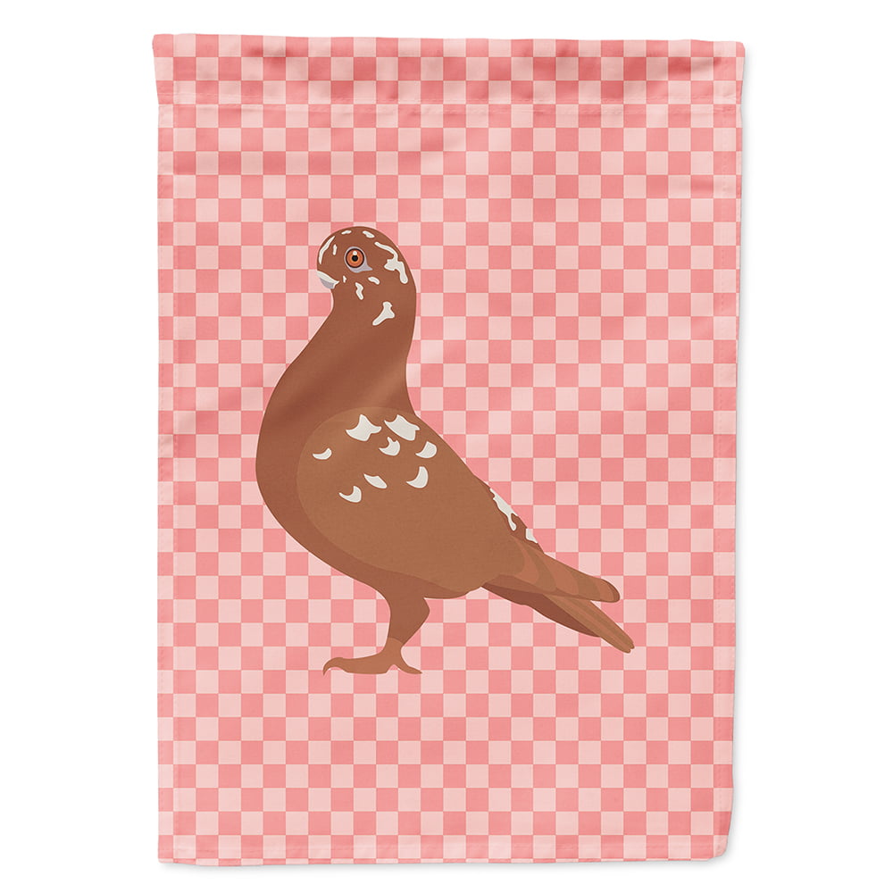 BB7953CHF African Owl Pigeon Pink Check Canvas House Flag
