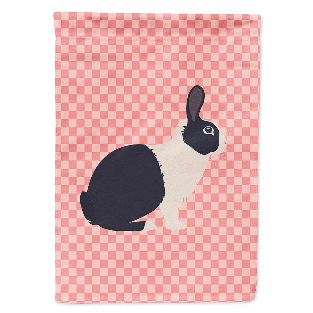 Dutch Rabbit Pink Check Canvas House Flag - Pink