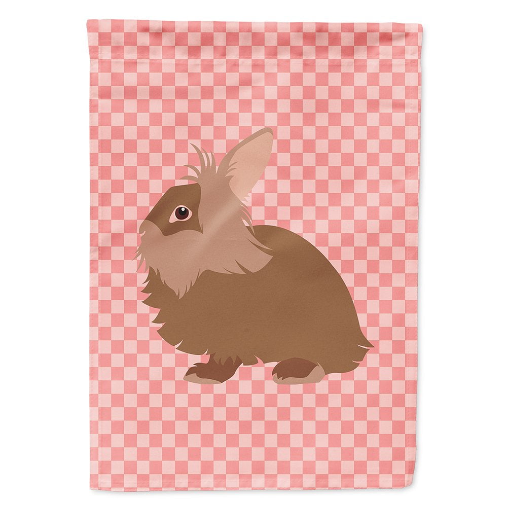 BB7960CHF Lionhead Rabbit Pink Check Canvas House Flag