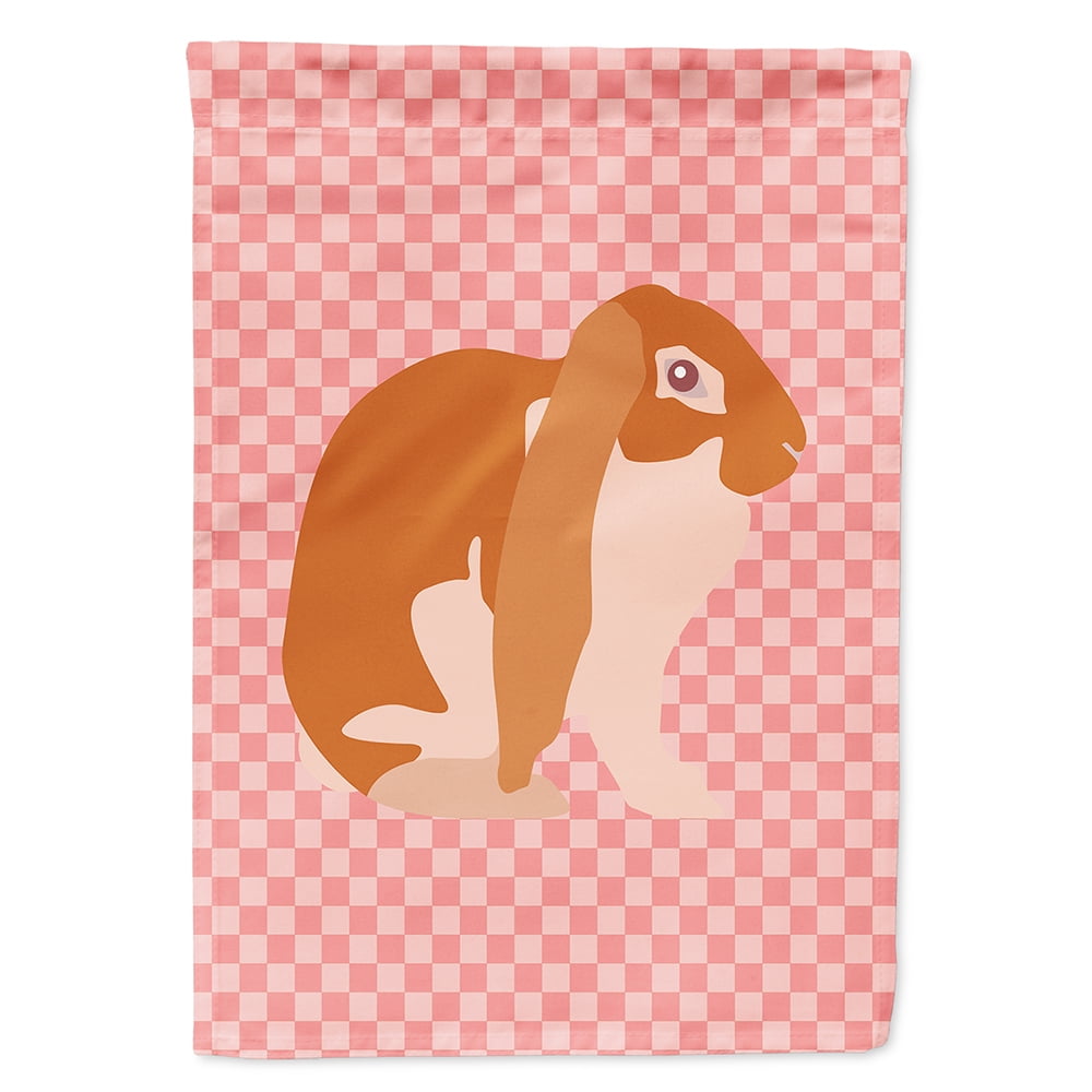 BB7962CHF English Lop Rabbit Pink Check Canvas House Flag