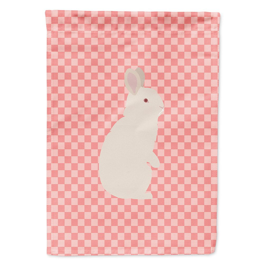BB7965CHF New Zealand White Rabbit Pink Check Canvas House Flag
