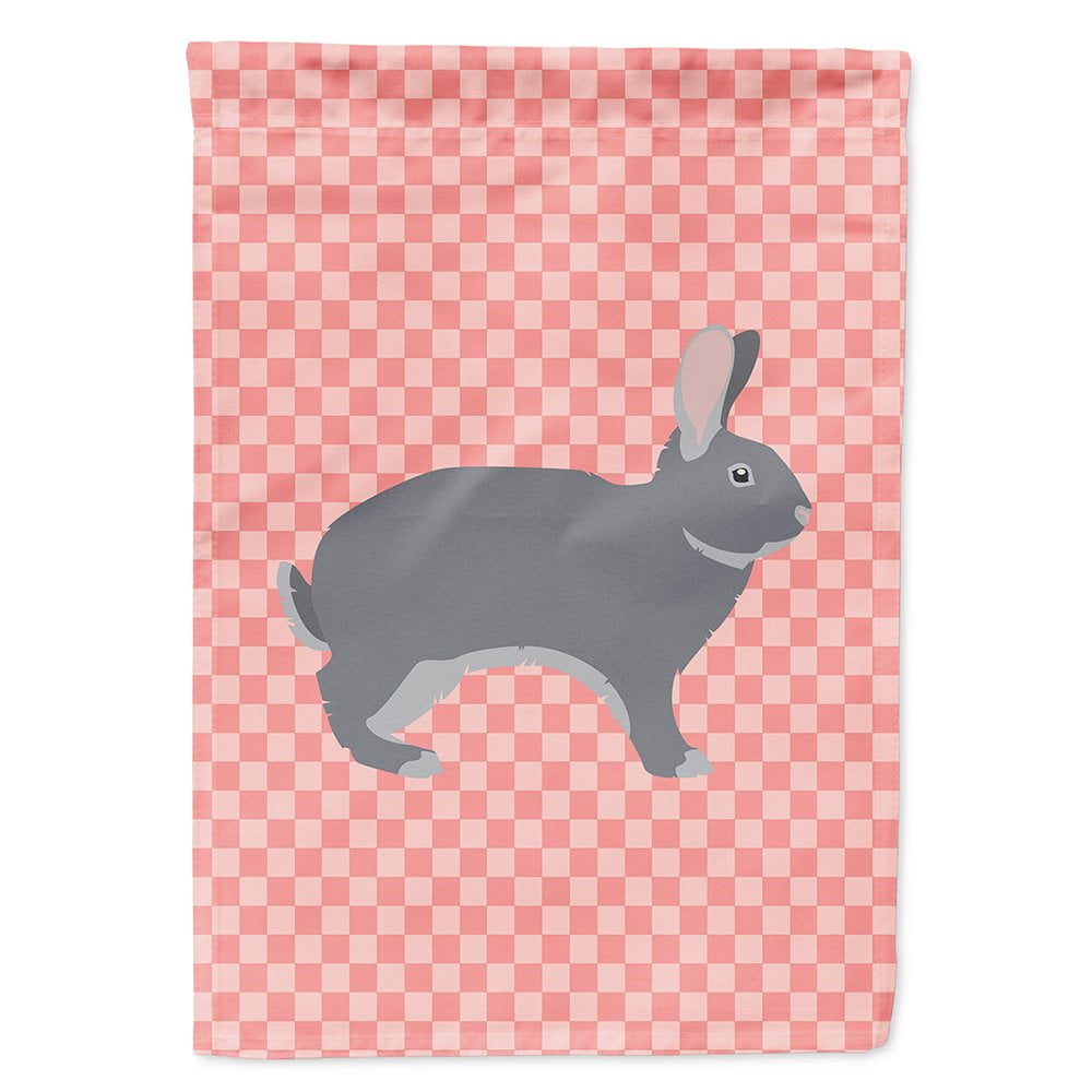 BB7966CHF Giant Chinchilla Rabbit Pink Check Canvas House Flag