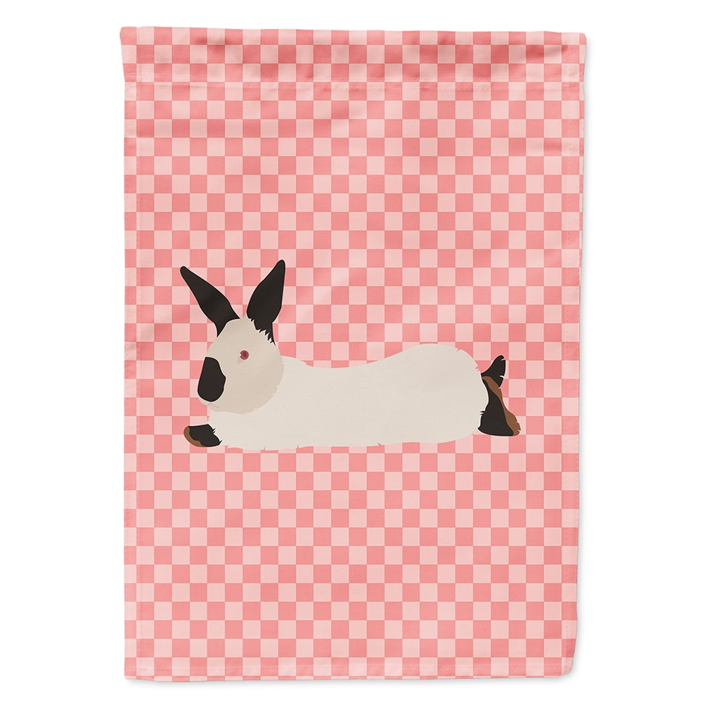 BB7967CHF California White Rabbit Pink Check Canvas House Flag