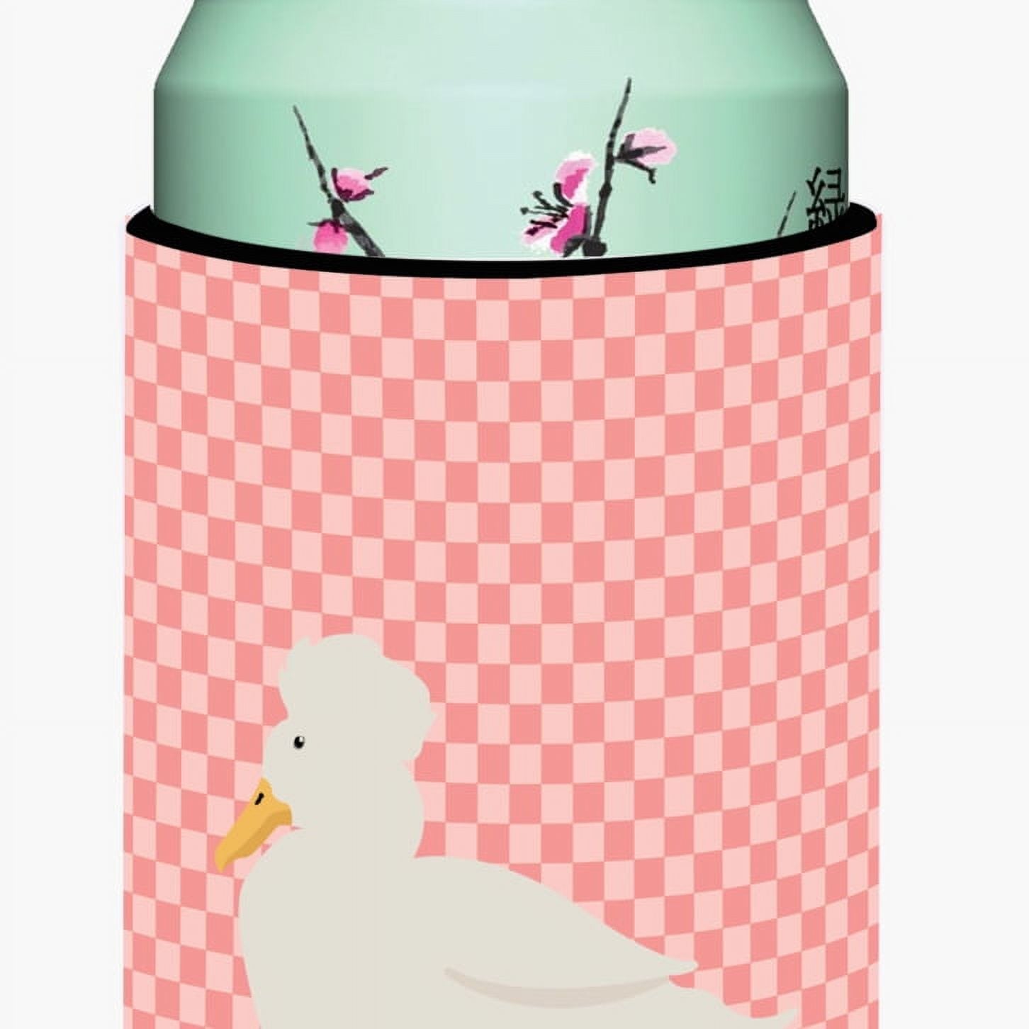 Crested Duck Pink Check Tall Boy Beverage Insulator Hugger