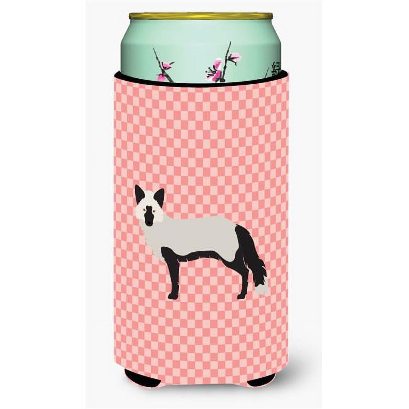 Silver Fox Pink Check Tall Boy Beverage Insulator Hugger - Pink - Tall Boy