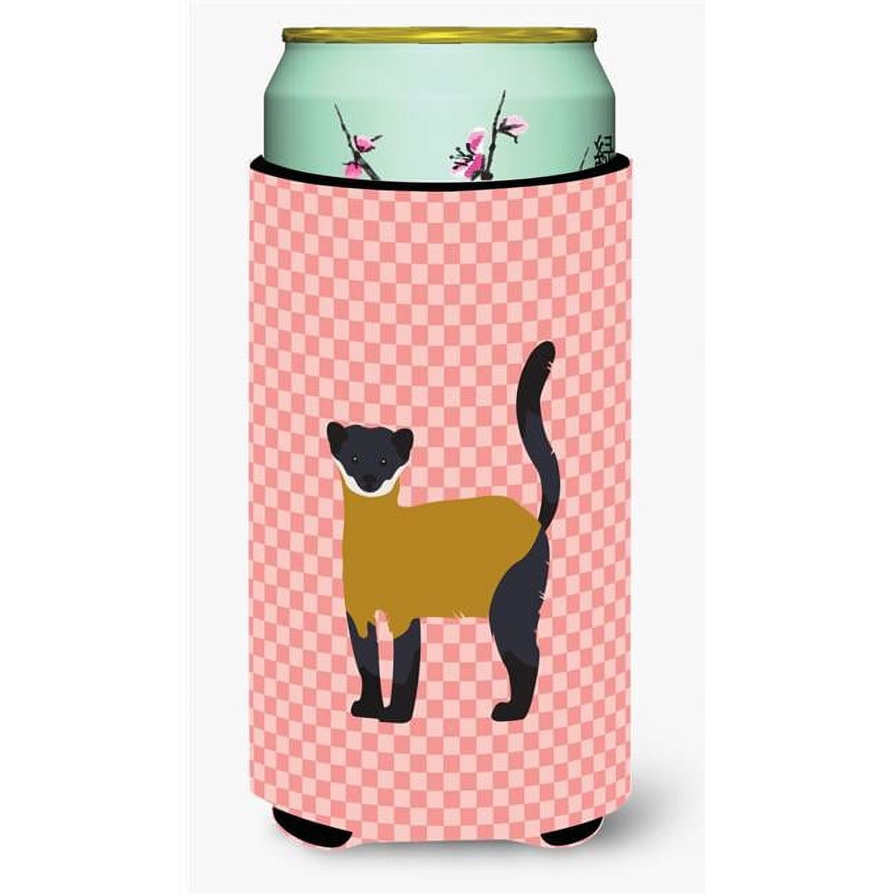 Yellow-Throated Marten Pink Check Tall Boy Beverage Insulator Hugger
