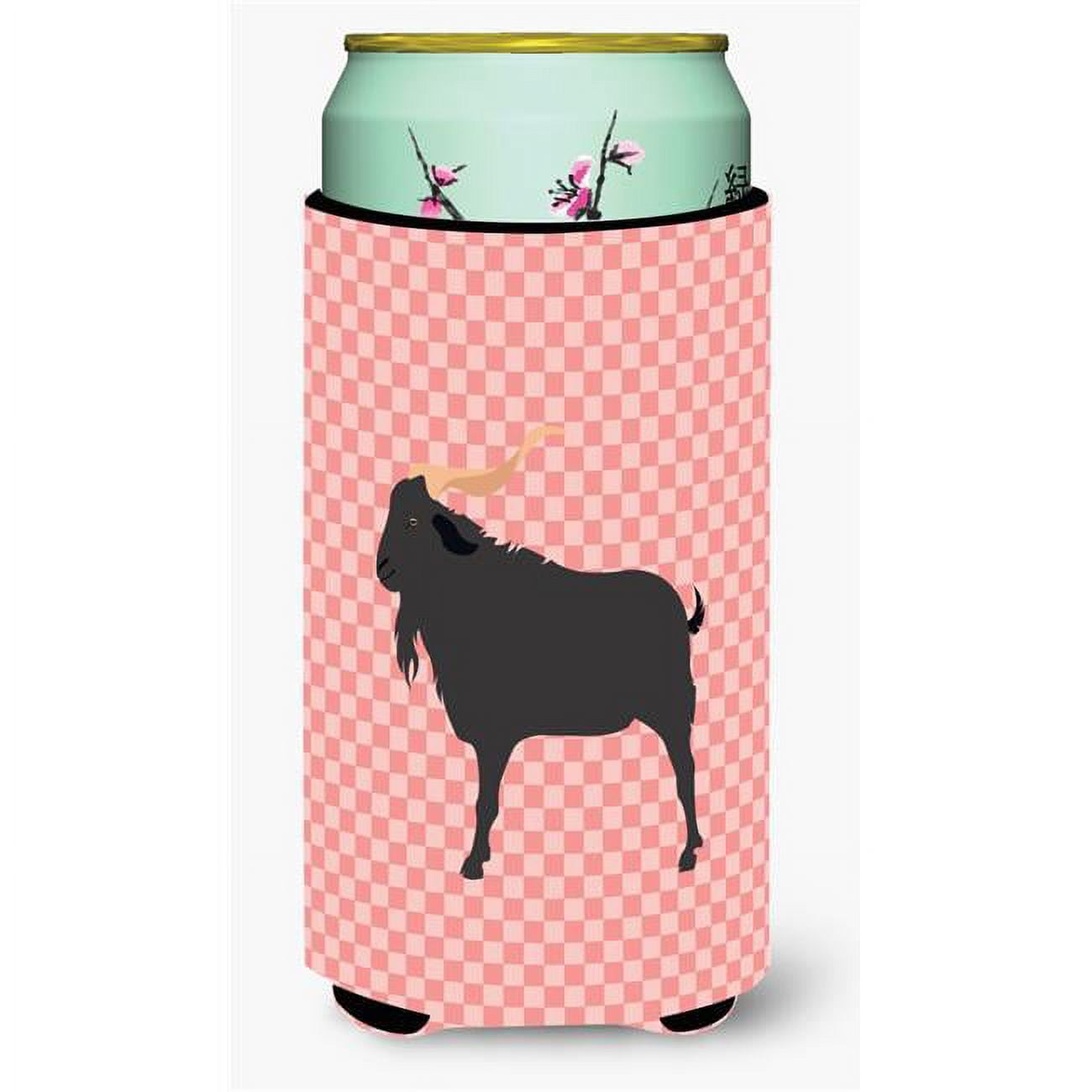 Verata Goat Pink Check Tall Boy Beverage Insulator Hugger