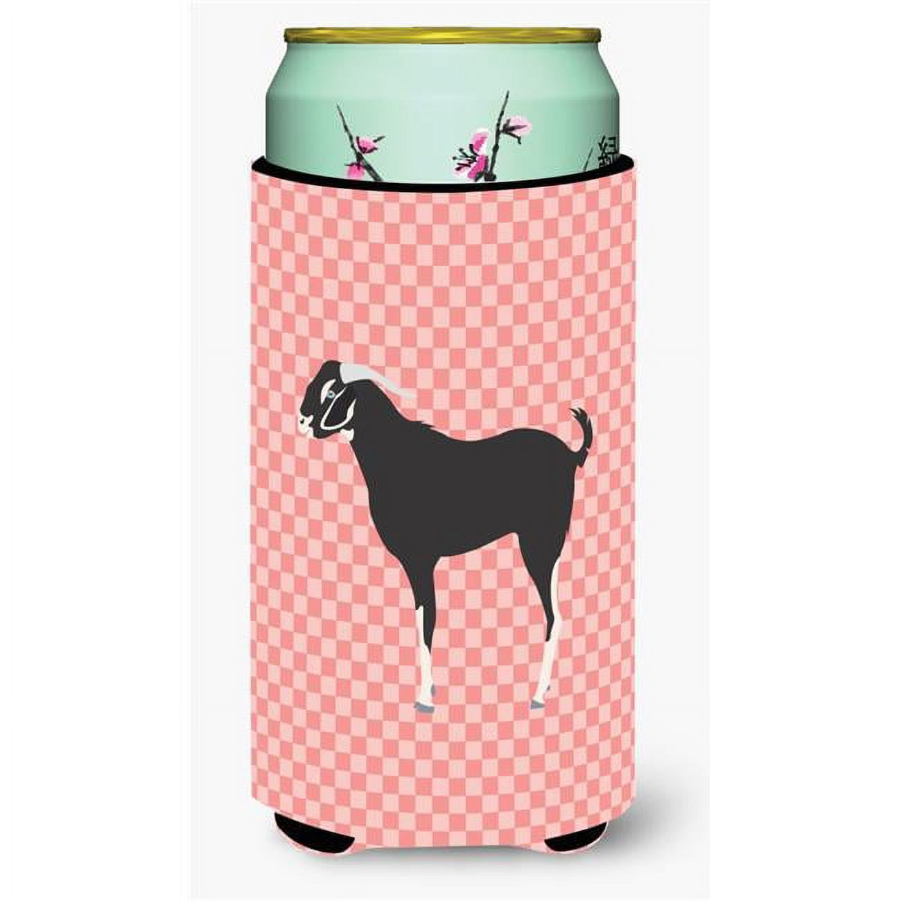 Black Bengal Goat Pink Check Tall Boy Beverage Insulator Hugger