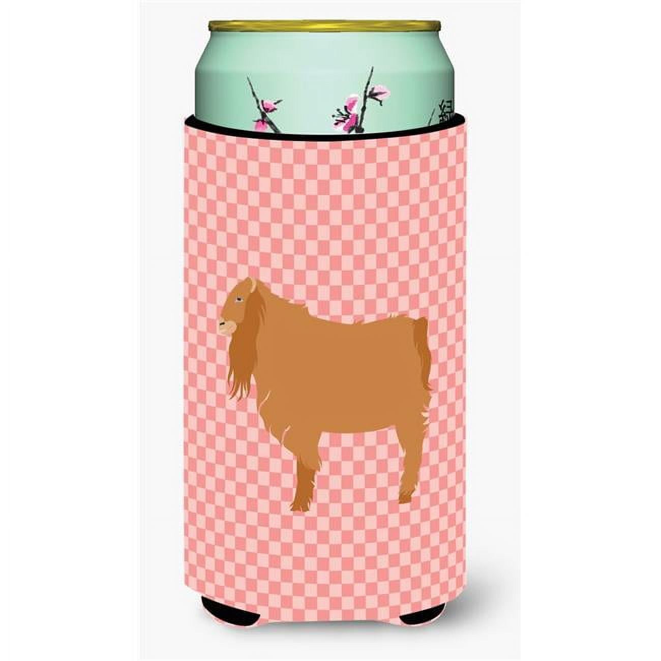 American Lamancha Goat Pink Check Tall Boy Beverage Insulator Hugger
