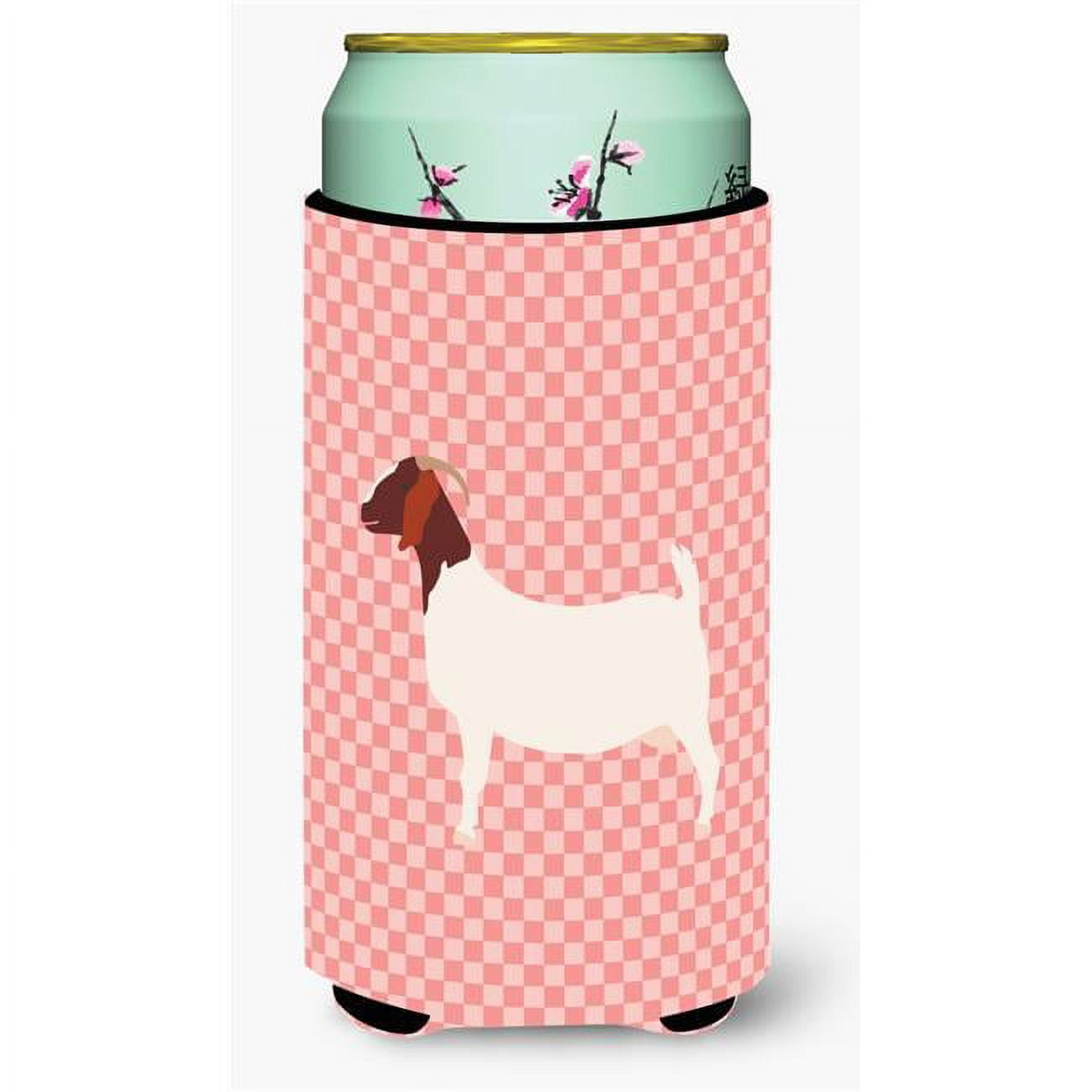 Boer Goat Pink Check Tall Boy Beverage Insulator Hugger