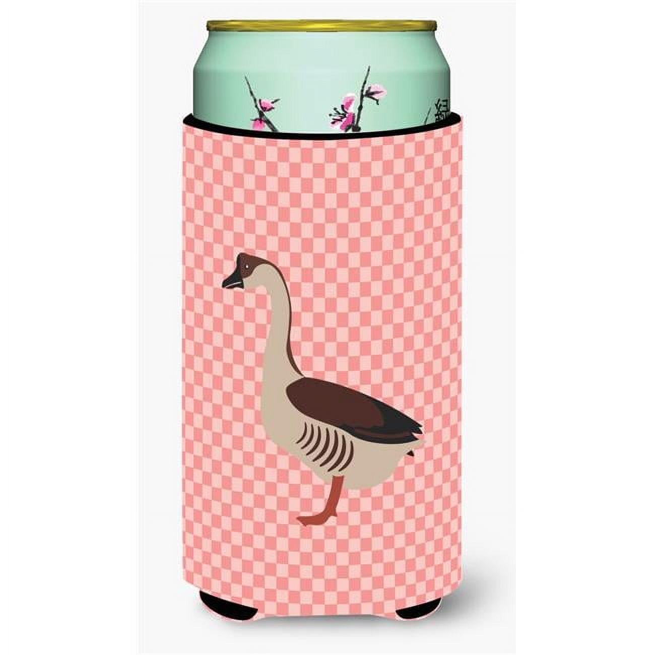 Chinese Goose Pink Check Tall Boy Beverage Insulator Hugger