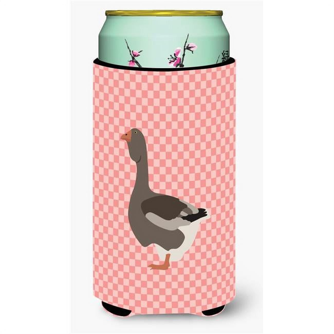 BB7897TBC Toulouse Goose Pink Check Tall Boy Beverage Insulator Hugger