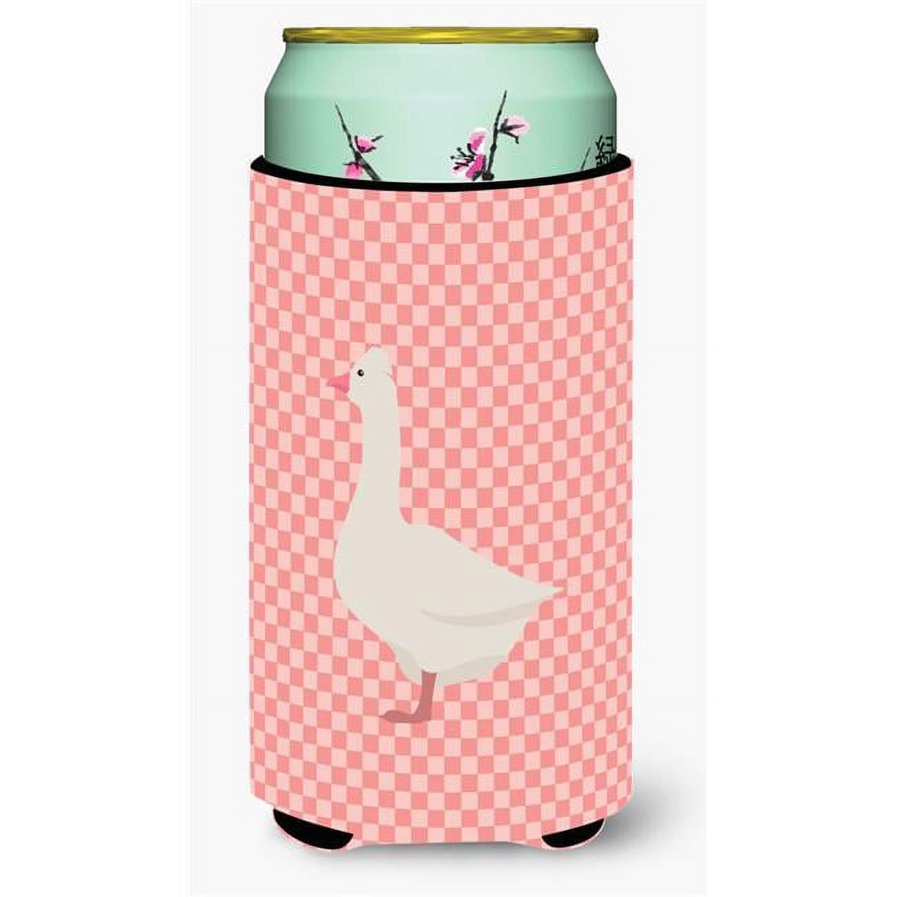 Roman Goose Pink Check Tall Boy Beverage Insulator Hugger