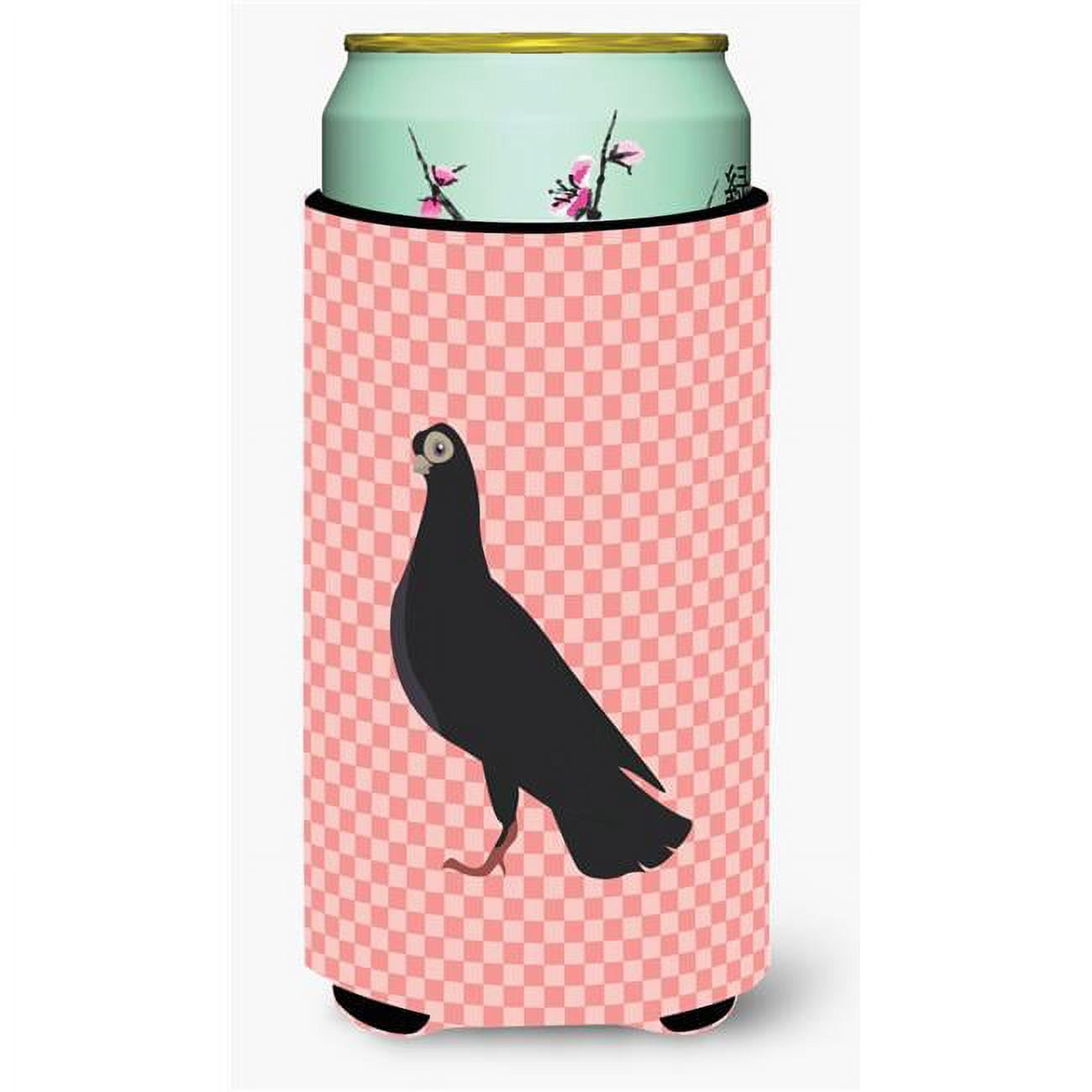 Budapest Highflyer Pigeon Pink Check Tall Boy Beverage Insulator Hugger - Pink - Tall Boy