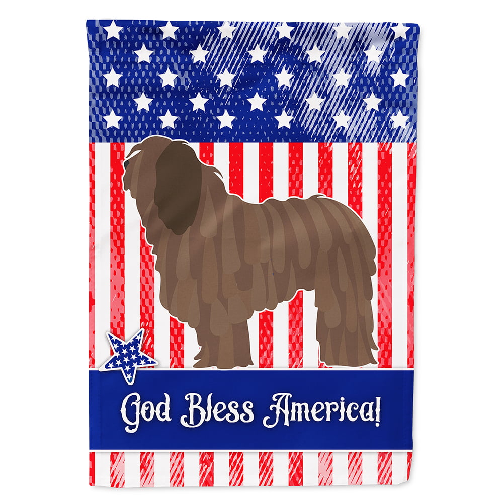 Bergamasco Shepherd American Flag Canvas House Size