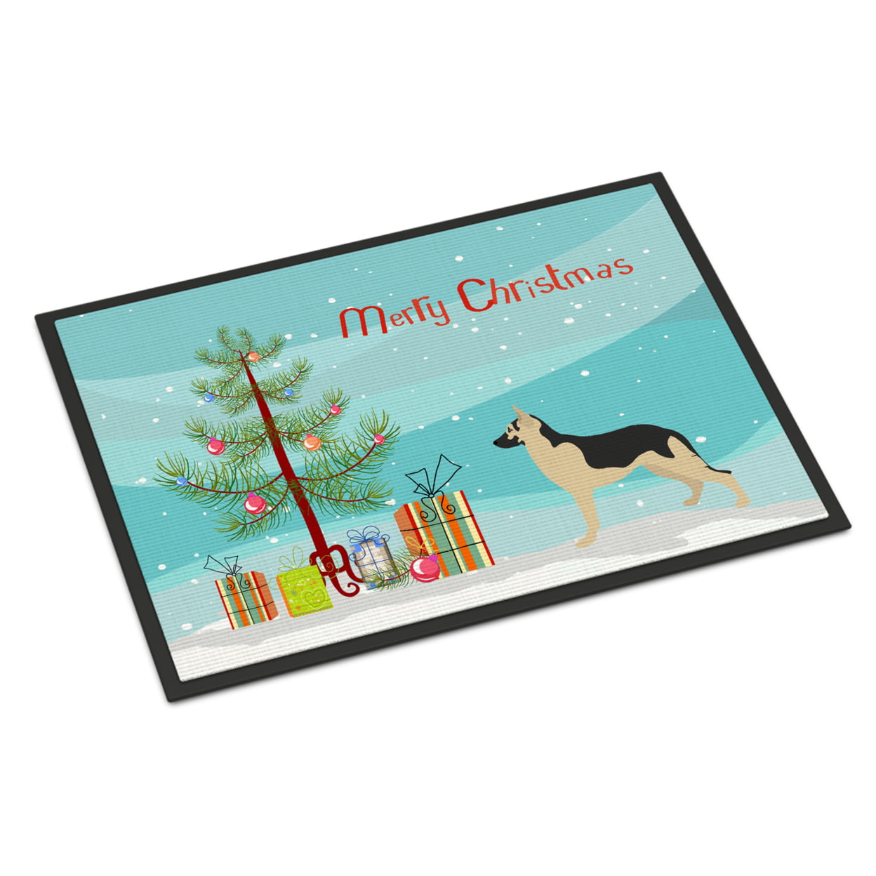 German Shepherd Christmas Indoor or Outdoor Mat - 18 x 27 in.