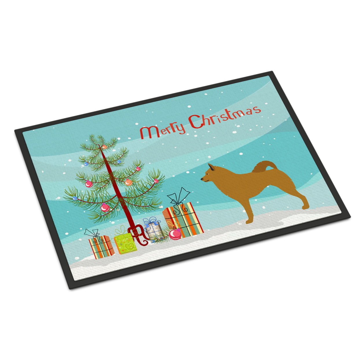 Finnish Spitz Christmas Indoor or Outdoor Mat - 18 x 27 in.