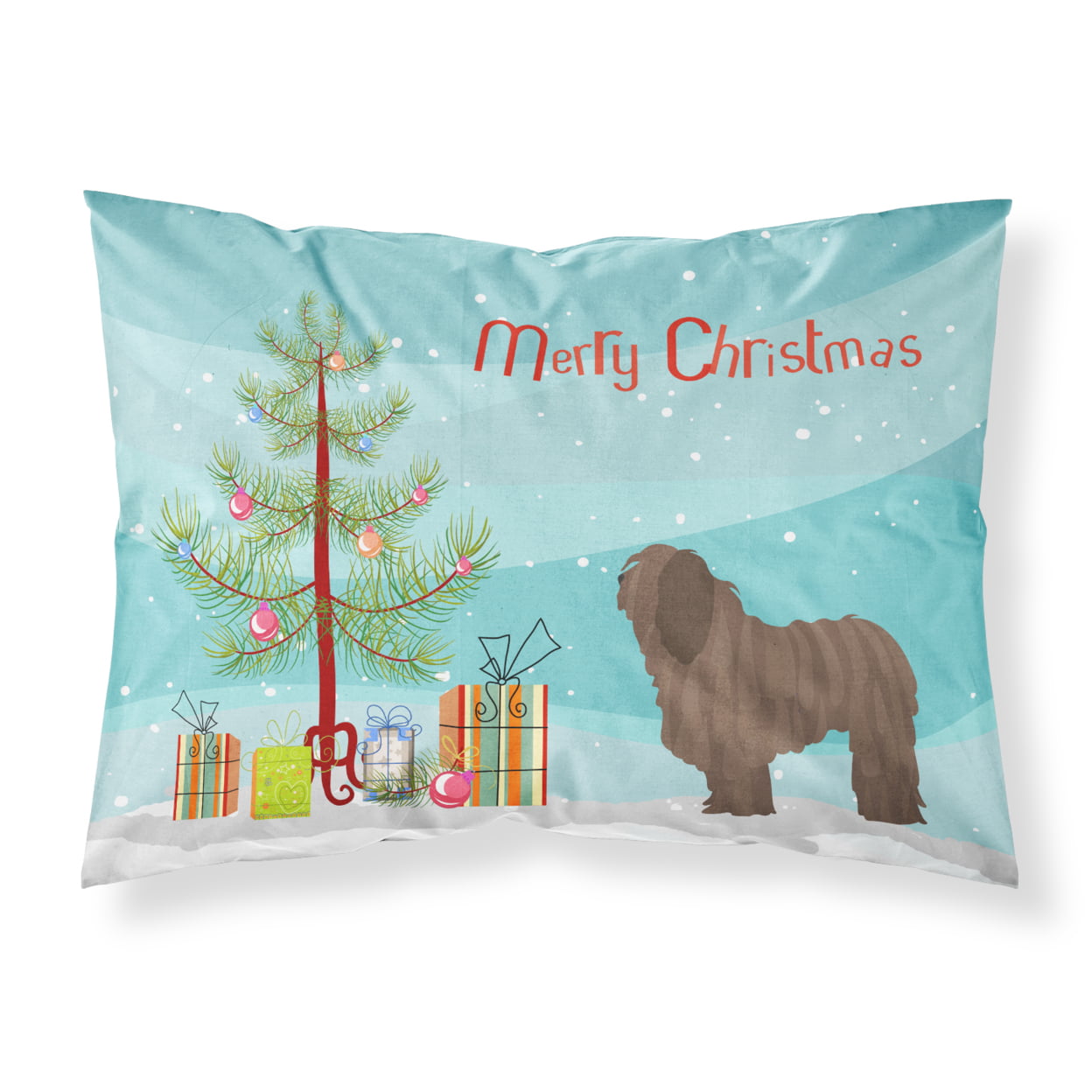 Bergamasco Shepherd Christmas Fabric Standard Pillowcase
