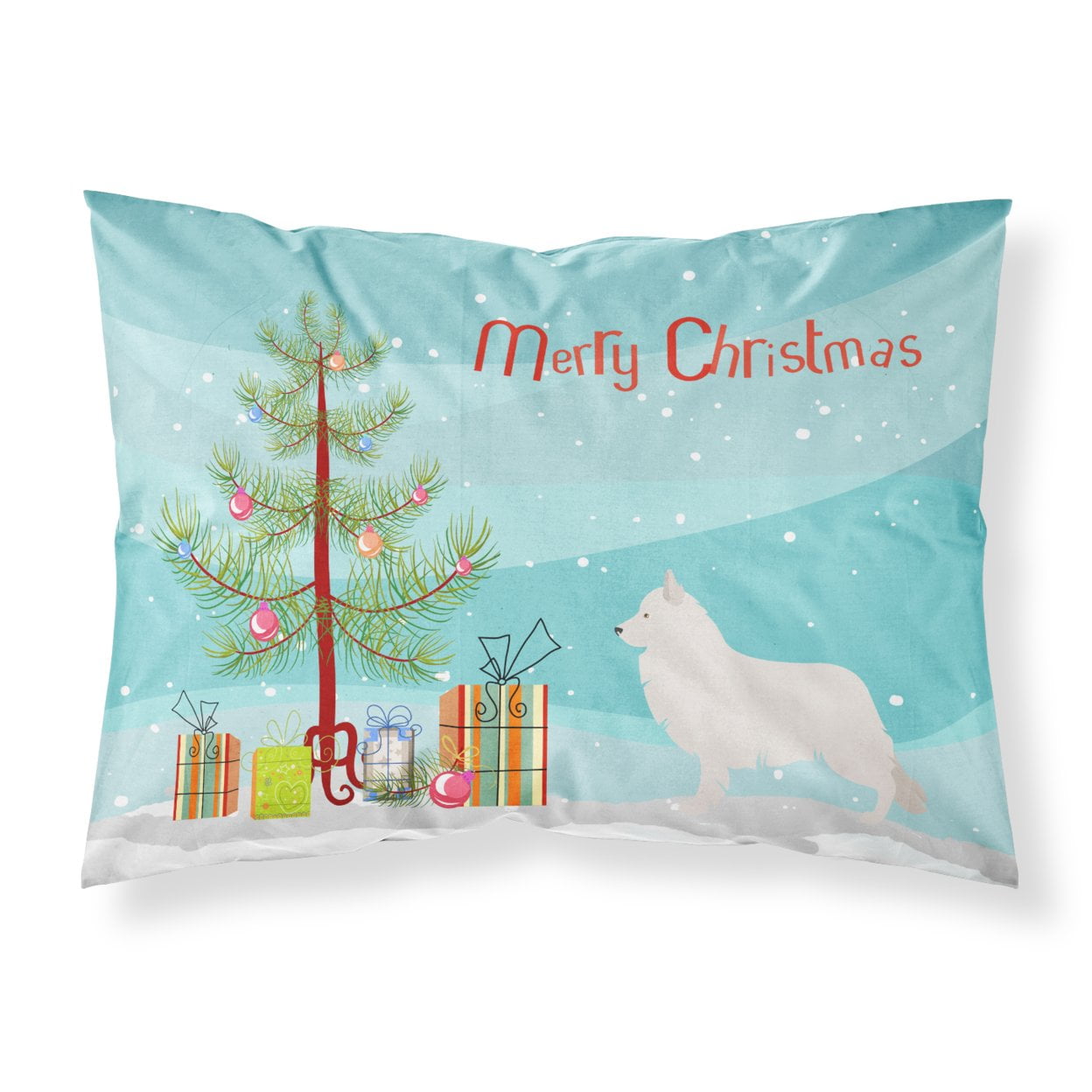 Berger Blanc Suisse Christmas Fabric Standard Pillowcase - Multi Colored - Standard
