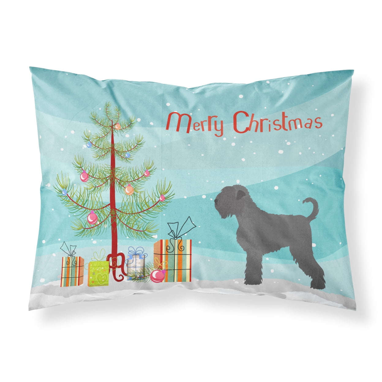 Black Russian Terrier Christmas Fabric Standard Pillowcase - Multi Colored - Standard