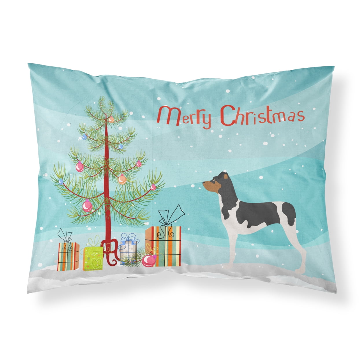Brazilian Terrier Christmas Fabric Standard Pillowcase - Multi Colored - Standard