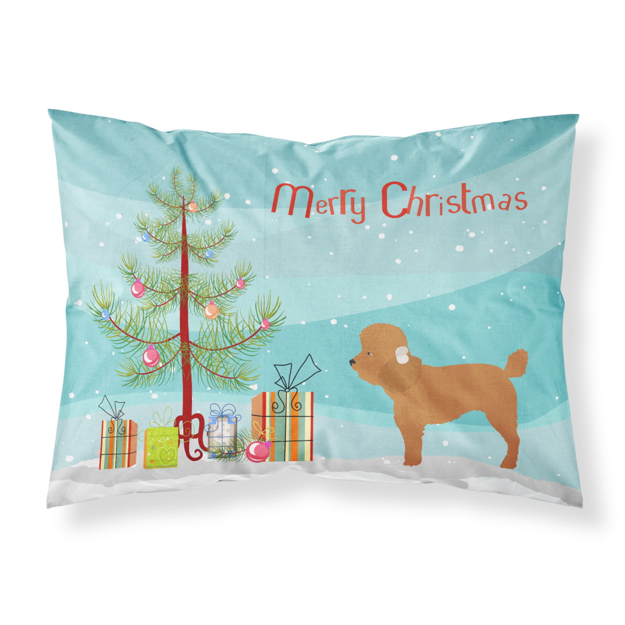 Toy Poodle Christmas Fabric Standard Pillowcase - Multi Colored - Standard