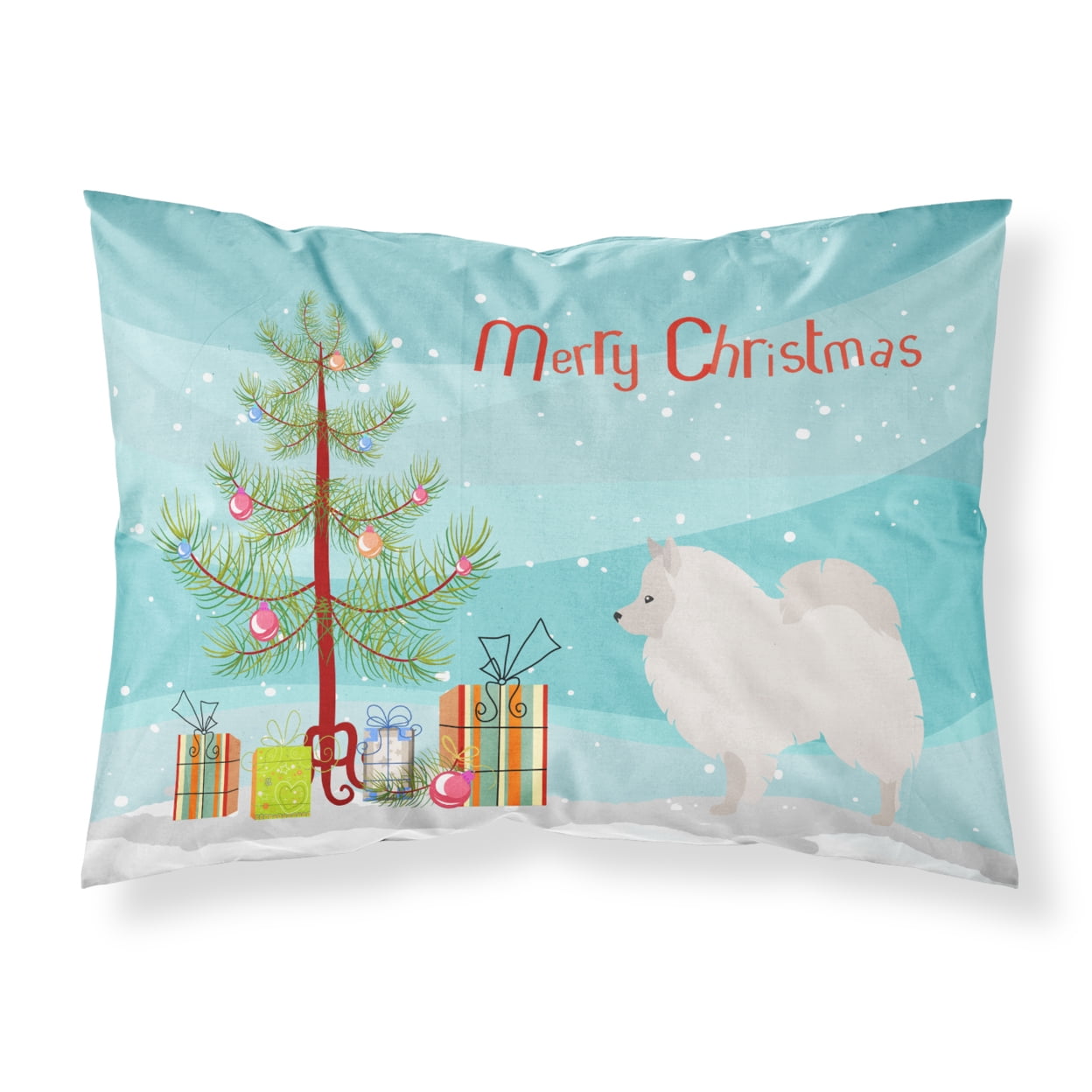 German Spitz Christmas Fabric Standard Pillowcase - Multi Colored - Standard